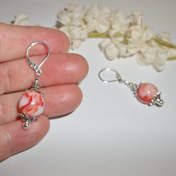 Cute Orange & White Dangle Earrings Set NWT 5514 - Picture 6 of 7